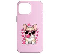Mignon Frenchie Bouledogue Français Coeur Lunettes de Soleil Valentine Love Coque pour iPhone 16 Pro Max