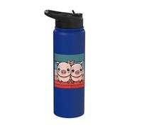 Mignon frère bébé petit cochon rose soeur amoureux des Stainless Steel Insulated Water Bottle