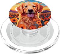 Mignon Golden Retriever Fleur Champ Montagne Coucher De Soleil Chiot PopSockets PopGrip pour MagSafe