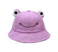 Mignon Grenouille Bob pour Adulte Enfant,Chapeau de Soleil en Coton Chapeau de Pêcheur Pliable Grenouille D'été Chapeaux de Seau Frog Bucket Hat Femme Homme Fille Casquette Visière Chapeau de Plage