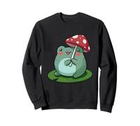 Mignon Grenouille Champignon Parapluie Lily Pad Cottagecore Cartoon Art Sweatshirt