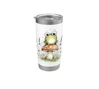 Mignon grenouille fleurs sauvages champignons floral printemps Cottagecore Gobelet isotherme en acier inoxydable double paroi