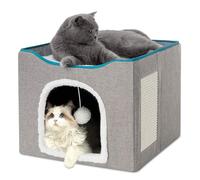 Mignon griffoir pliable portable multifonction en tissu pour chat (gris)