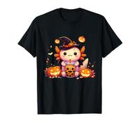 Mignon Halloween Axolotl Boba Thé Citrouille Sorcière T-Shirt