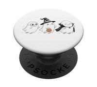 Mignon Halloween Crew Ghost Trio Squelette Sorcière et Vampire PopSockets PopGrip Adhésif