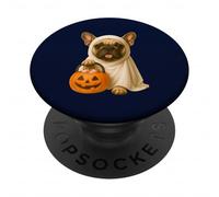 Mignon Halloween Frenchie Ghost Dog Citrouille Bouledogue français PopSockets PopGrip Adhésif