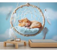 Mignon Hamster Dreamcatcher Mural 3D Fantasy Dream Catcher Papier Peint Muraux Dreamy Bohème Murales Murales Décor Animal Mignon Thème pour Chambre d'enfant 350 x 256 cm