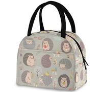 Mignon hérisson champignon automne déjeuner sac fourre-tout avec poche avant réutilisable isotherme fermeture éclair thermique sac isotherme pour travail scolaire pique-nique voyage pêche plage