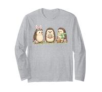 Mignon hérisson de Pâques Trio Lapin Printemps Animal Vacances Art Manche Longue