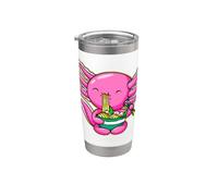 Mignon Heureux Axolotl Mangeant Ramen Anime Kawaii Garçons Filles Adolescents Gobelet isotherme en acier inoxydable double paroi