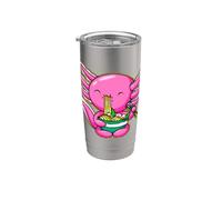 Mignon Heureux Axolotl Mangeant Ramen Anime Kawaii Garçons Filles Adolescents Gobelet isotherme en acier inoxydable double paroi