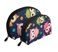 Mignon Hibou imprimé Animal à Pois, Trousse de Maquillage Coquille Femme Petit Porte-Monnaie Trousse de Toilette Trousse à cosmétiques 2 pièces