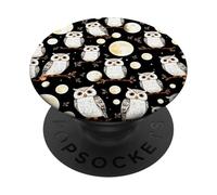 Mignon Hibou Lune Nuit Ciel Étoiles Forêt Animaux Fantaisie Art PopSockets PopGrip Adhésif
