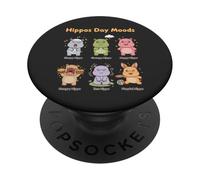 Mignon Hippopotame Day Moods - Motif Hippopotame Amusant PopSockets PopGrip Adhésif
