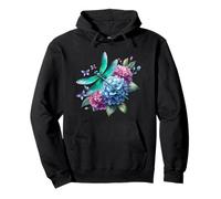 Mignon Hortensia Harmonie Libellule Aquarelle Été Sweat à Capuche
