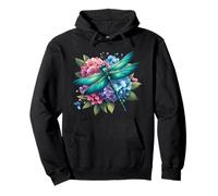 Mignon Hortensia Harmonie Libellule Aquarelle Été Sweat à Capuche