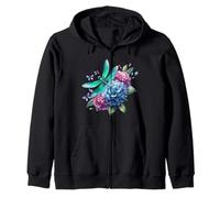 Mignon Hortensia Harmonie Libellule Aquarelle Été Sweat à Capuche