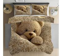 Mignon Housse de Couettes Ours Housse de Couette D'IntéRieur, Microfibre Parure de Lit Fine avec 1 Housse de Couette et 2 Taies d'oreiller ZippéEs pour Homme et Femme