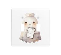 Mignon infirmière fantôme double gang couvercle de lumière plaque murale interrupteur décor taille standard - 11,4 x 11,4 cm