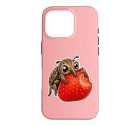 Mignon Insecte Kawaii Mangeant Fraise été Coque pour iPhone 16 Pro