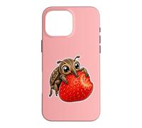 Mignon Insecte Kawaii Mangeant Fraise été Coque pour iPhone 16 Pro Max