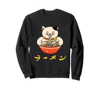 Mignon Japonais Anime Chat Mangeant Ramen Japon Bande dessinée Sweatshirt