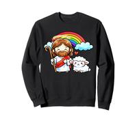 Mignon Jésus-Christ Berger Agneau Arc-en-Ciel Enfant Christianisme Sweatshirt