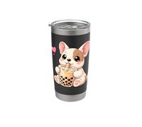 Mignon Kawaii Bouledogue Français Boba Bubble Tea Kawaii Gobelet isotherme en acier inoxydable double paroi