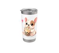 Mignon Kawaii Bouledogue Français Boba Bubble Tea Kawaii Gobelet isotherme en acier inoxydable double paroi