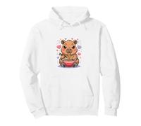 Mignon Kawaii Capybara Assis et Heureux de Manger des Ramen Sweat à Capuche