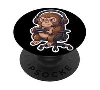 Mignon Kawaii Gamer Singe Drôle Jeu Vidéo Garçons Enfants Hommes PopSockets PopGrip Adhésif
