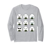 Mignon Kawaii Onigiri Visages Japonais Boule de Riz Design Nourriture Manche Longue