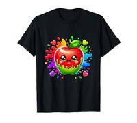 Mignon Kawaii Rainbow Apple Happy Colorful Hearts T-Shirt