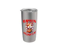 Mignon Kitty mangeant des ramen dessin animé Ramen Hunter Noodle Lover Gobelet isotherme en acier inoxydable double paroi