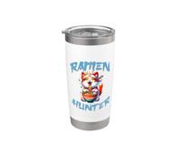 Mignon Kitty mangeant des ramen dessin animé Ramen Hunter Noodle Lover Gobelet isotherme en acier inoxydable double paroi