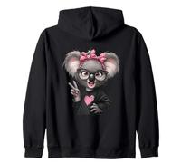 Mignon Koala Ours Lunettes Noires Nœud Rose Hipster Animal Maman Sweat à Capuche