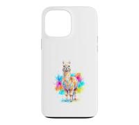 Mignon Lama Alpaga Aquarelle Éclats de Couleur Coque pour iPhone 13 Pro Max