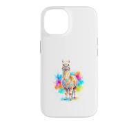 Mignon Lama Alpaga Aquarelle Éclats de Couleur Coque pour iPhone 14