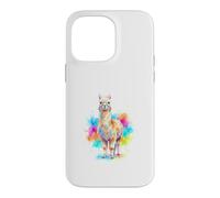 Mignon Lama Alpaga Aquarelle Éclats de Couleur Coque pour iPhone 14 Pro Max
