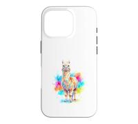 Mignon Lama Alpaga Aquarelle Éclats de Couleur Coque pour iPhone 16 Pro