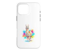 Mignon Lama Alpaga Aquarelle Éclats de Couleur Coque pour iPhone 16 Pro Max