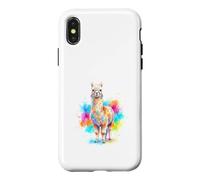 Mignon Lama Alpaga Aquarelle Éclats de Couleur Coque pour iPhone X/XS