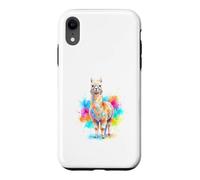 Mignon Lama Alpaga Aquarelle Éclats de Couleur Coque pour iPhone XR