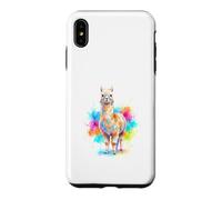 Mignon Lama Alpaga Aquarelle Éclats de Couleur Coque pour iPhone XS Max