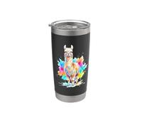 Mignon Lama Alpaga Aquarelle Éclats de Couleur Gobelet isotherme en acier inoxydable double paroi