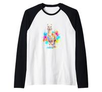 Mignon Lama Alpaga Aquarelle Éclats de Couleur Manche Raglan