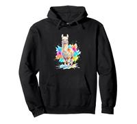 Mignon Lama Alpaga Aquarelle Éclats de Couleur Sweat à Capuche