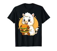 Mignon Lama Mangeant Un Hamburger drôle Kawaii pour Les Amoureux de Nourriture pour Animaux T-Shirt