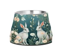 Mignon Lapin Blanc Gamelles AntidéRapantes pour Chiens,Empilables en Acier Inoxydable pour Chiots