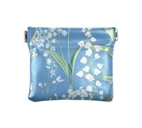 Mignon Lily Bleu PU Cuir Petite Mignon Poche Mignon Sac à Main Maquillage Sac à Main pour Femmes Filles, Bleu lys mignon, 4.33"(L) x 3.74"(W) x 0.39"(H), Classique